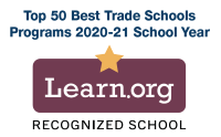 Learn.org badge: 'Recognized School - Top 50 Best Trade Schools Programs, 2020-21 School Year'