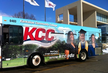 Metro bus arrives at KCC's riverfront campus
