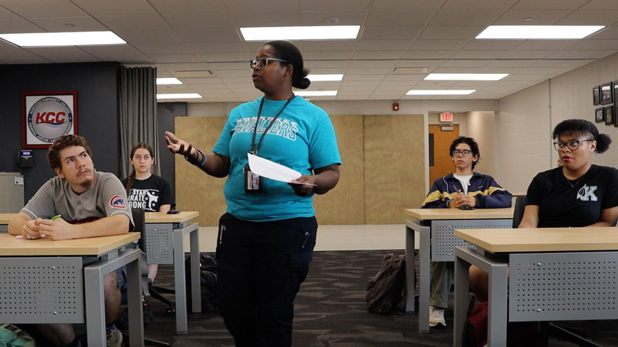 Instructor teaching in a classroom
