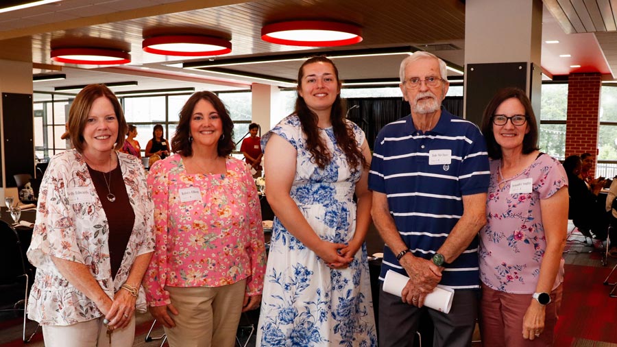 Group of five at the scholarship luncheon.