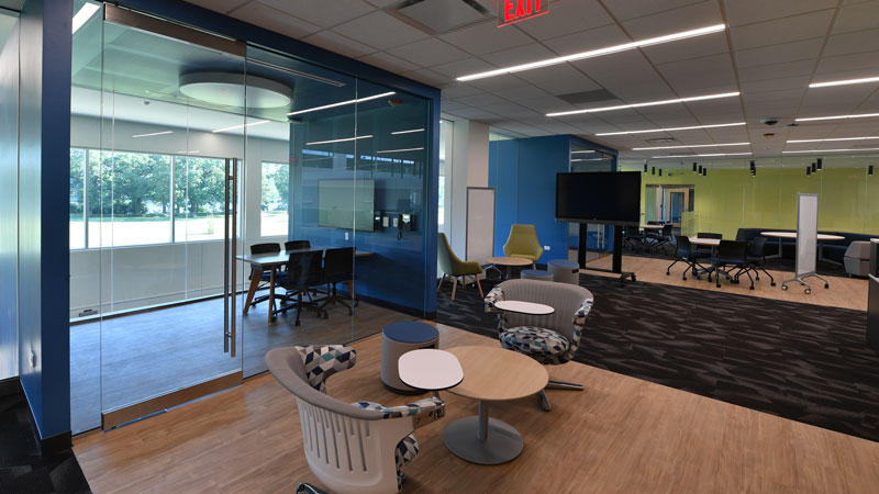 Photo of the newley renovated entrance to the Student Success Center