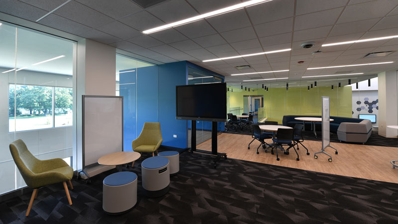 Photo of the newley renovated entrance to the Student Success Center