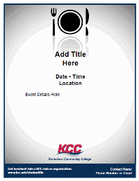 Food themed template with graphic of a fork, plate, and knife